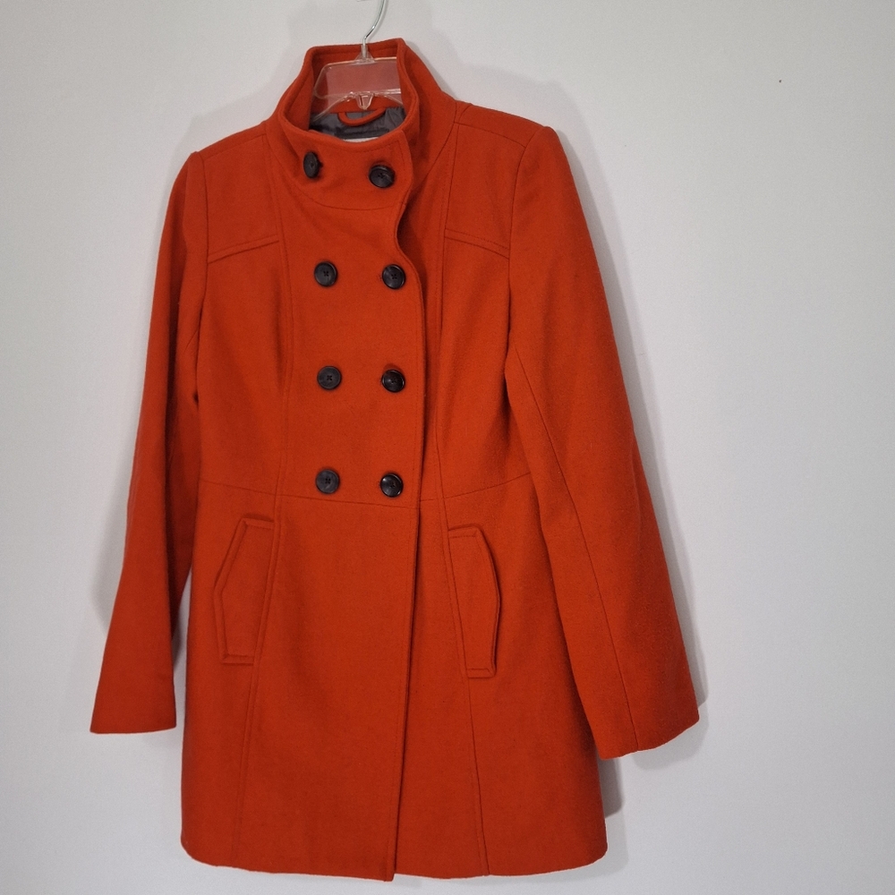 Old Navy Women's Bright Orange Pea Coat, Size Small